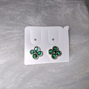 Elegant Green Floral Stud Earrings